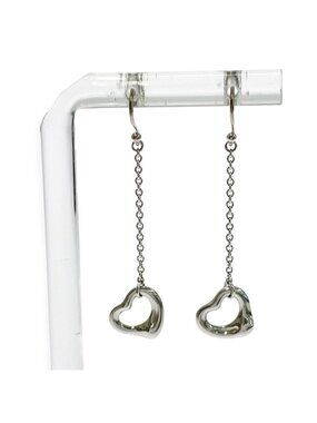 Tiffany & Co Silver Elsa Peretti Open Heart Drop Earrings